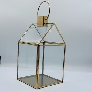 Mainstays Gold Framed Glass Lantern